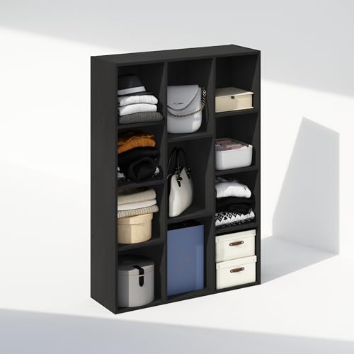 Image of Furinno Reed Closet Organizers and Storage, 11-Cube Closet Organizer, Open Shelf Closet Storage, for Wardrobe, Bedroom, Living Room, Blackwood