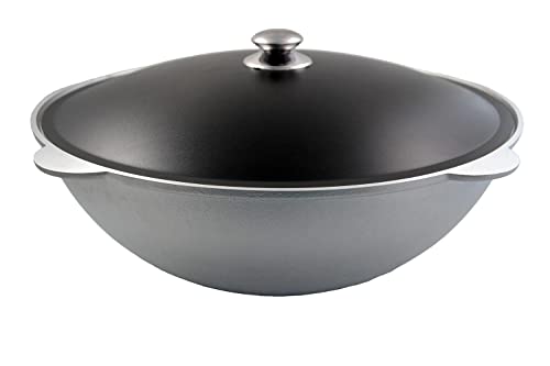 Kukmara Wok Kazan Limitada Asia Tatarskij con tapa de aluminio fundido Kazan 15 litros tapa negra