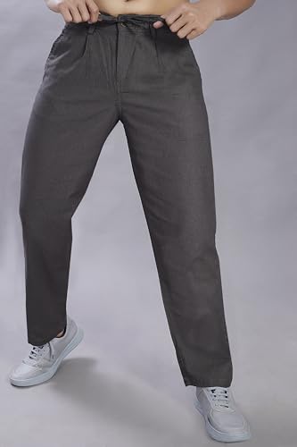 Image of DIVISIVE Men's Relaxed Fit Front Pleated Cotton Linen Blend Trousers