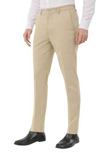 Image of SaintX Men's Formal Slim Fit Trouser | Twill Weave Premium 4-Way Stretchable High GSM Fabric Pants | Textured Classic & Modern Styled Chinos | Business Casual Office /Anytime Wear