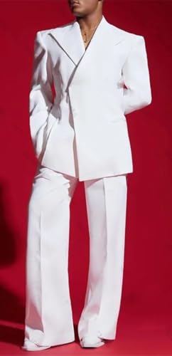 Men's White Single Button Suit - Handsome Jacket Pants | Prom Wedding Casual2