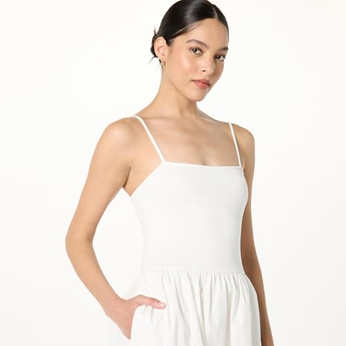 Image of The Drop Womens Robyn Mixed Media Spaghetti Strap Midi Dress