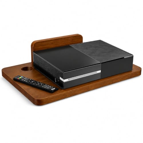 Image of Floating Projector Wall Mount DVD Shelf Wooden Floating Entertainment Center Supports 24lbs,Perfect for Projector,DVD Player,Game, Cable Box (Single Shelf Brown)