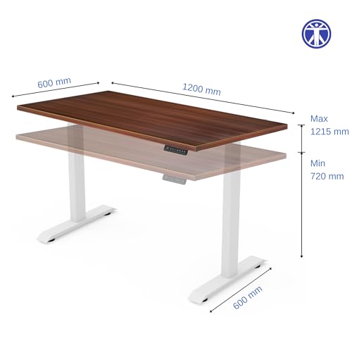 ErgoYou - Electric Height Adjustable Standing Table - Heavy Duty - Dual Motor 2 Stage - 150 Kgs Max Weight Capacity - E2 Series - Ergonomic Sit Stand Desk (Walnut: 47 x 23.5 inches) - Image 5
