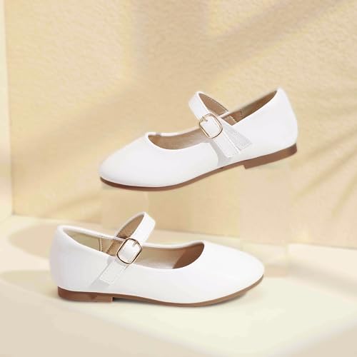 PANDANINJIA Girls Dress Shoes Flower Girl Ballet Pearl Flats Adela Wedding Party School for Toddler Little Kid4