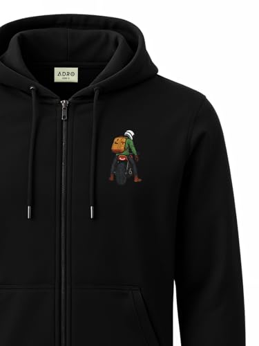 Image of ADRO Men's Regular Fit Zip-Up Hoodie for man | 320 GSM Cotton Poly Fleece Zipper Sweatshirt with Soft Fabric & Printed Hoodies