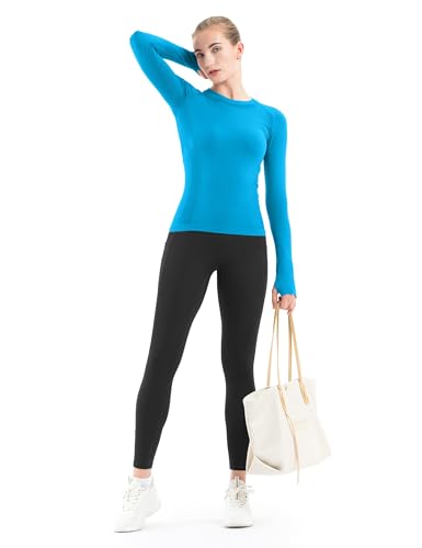 Image of MathCat Seamless Workout Shirts for Women Long Sleeve Yoga Tops Sports Running Shirt Breathable Athletic Top Slim Fit XS-XL