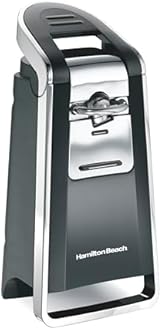 Hamilton Beach Smooth Touch Electric Automatic Can Opener with Easy Push Down Lever, Eliminates Sharp Edges, Opens All Standard-Size and Pop-Top Cans, Extra Tall, Black and Chrome (76606AG)
