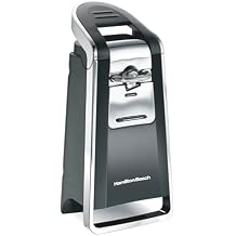 هاميلتون بيتش Smooth Touch Electric Automatic Can Opener مع Easy Push Down Lever ، يزيل الحواف الحادة ، يفتح جميع علب الحجم القياسية والبوب توب ، طويل جدًا ، أسود و Chrome 76606AG