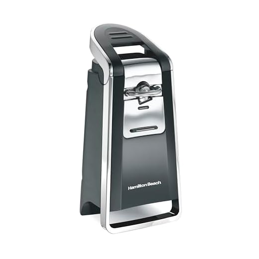 Hamilton Beach Smooth Touch Electric Automatic Can Opener with Easy Push Down Lever, Eliminates Sharp Edges, Opens All Standard-Size and Pop-Top Cans, Extra Tall, Black and Chrome (76606AG)