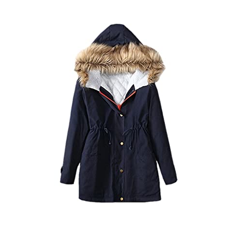 Manteau femme coton bleu XL veste longue à capuche mi-saison vêtement chaud hiver