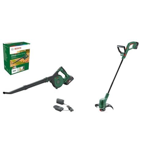 Bosch Akku-Laubbläser UniversalLeafBlower 18V-130 & 06008C1A03 Bosch Rasentrimmer EasyGrassCut 18V-230 (1x Akku 2,0 Ah, 18 Volt System, Schnittkreisdurchmesser: 23 cm, im Karton) Classic Green
