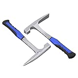 awagas 2 Pack Rock Pick Hammer, 30 oz Steel Hammer, Flat and Pointed Head with Non-skid Handle for Camping, Mining, Geology