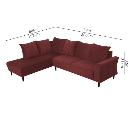 Image of Gratly LHS 4 Seater L Shape Sofa Set for Living Room (Maroon Colour) Premium Fabric Sofa