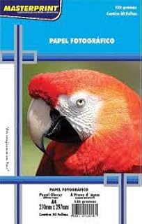 PAPEL FOTO GLOSSY A4 135Gr 50Fls | A PROVA D' ÁGUA - MASTERPRINT