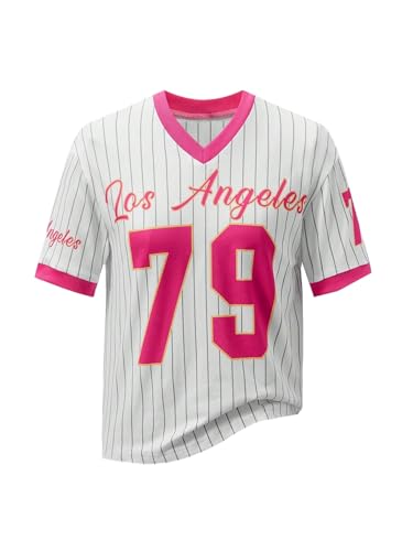 Girl's Graphic Striped Jersey Shirts V Neck Short Sleeve Sports T Shirt Tops Streetwear