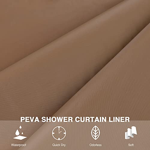 Qidordour Shower Curtain Liner, Bathroom Shower Curtains Set With Hooks, 71" X 71" Waterproof Peva Bathtub Curtain With Magnets, Bath Tub Shower Stall Curtains For Hotel, Gym, Dorm, Toilet, Coffee #TOP1