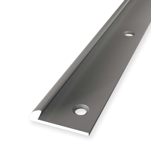 Listón de bordes, 4 x 18 x 2500 mm, perfil de acabado, aluminio anodizado, liso, avellanado, perforado, acero inoxidable