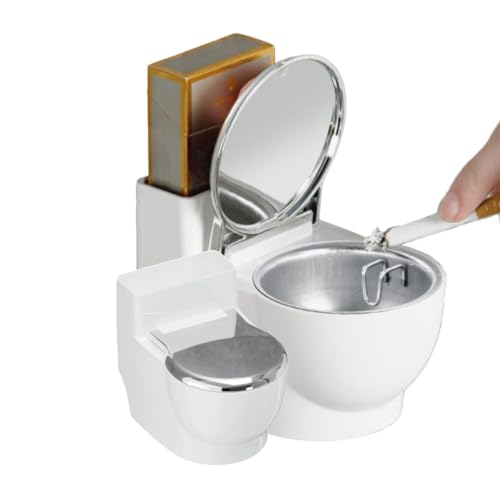 Toilet Shaped Ashtray - BSELUTNGY Creative Wall Mounted or Desktop Smoking Ash Holder for Home Office or Bathroom and outdoor silvery ashtray with lid