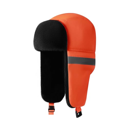 Rulbelok Gorro peludo de invierno de alta visibilidad con forro suave, tela de poliéster peludo para comodidad nocturna, gorro de invierno para bebé, Rojo Fluorescente, Talla única