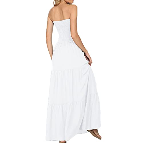 Women's Summer Strapless Tube Top Maxi Dresses Off Shoulder Boho Beach Long Dress4