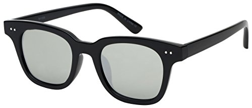 Edge I-Wear Bold Horned Rim Sunglasses with Flat Color Mirror Lens 541058-FLCRM