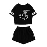 CHAIRAY BTS Love Yourself Shorts and Tee Set Jimin Jungkook V T-Shirt Suit S Black
