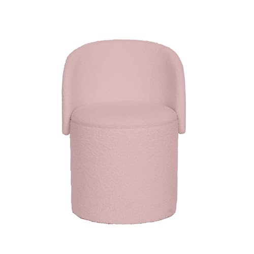 GC GAVENO CAVAILIA Boucle Round Stool Ottoman Storage Box | Vanity Stool With Storage Hidden Removable Lid Ottoman Folding Stool Foot Rest Bench Seat Chair For Living Room Bedroom Pink