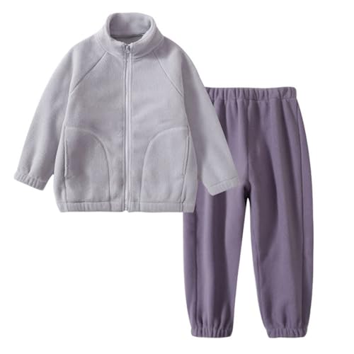 Kids Boys Fuzzy Zip up Coats Set 2 Piece Plain Fleece Warm Jackets+joggers Sweatpants Thick Warm Sport Outfits