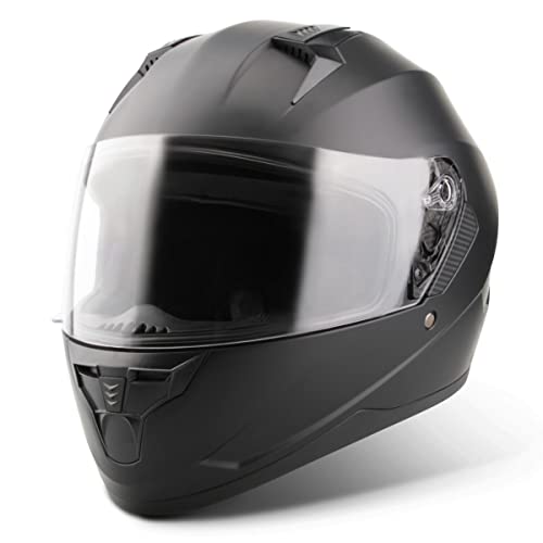 VINZ Vigo Integralhelm | Motorrad Helm Vollvisierhelm Mopedhelm | Motorradhelm Full-Face Helme | für Damen & Herren | In Gr. XS-XXL - Matt Schwarz