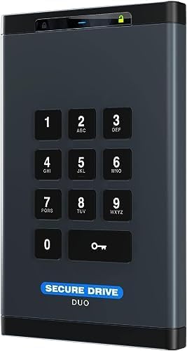SecureData SecureDrive Duo 250GB SSD Hardware Encrypted USB 3.0 External Drive, 