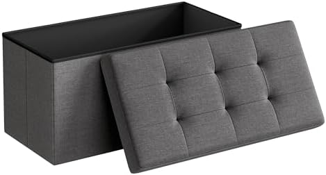 SONGMICS MAZIE Collection - 30 Inches Folding Storage Ottoman Ben...