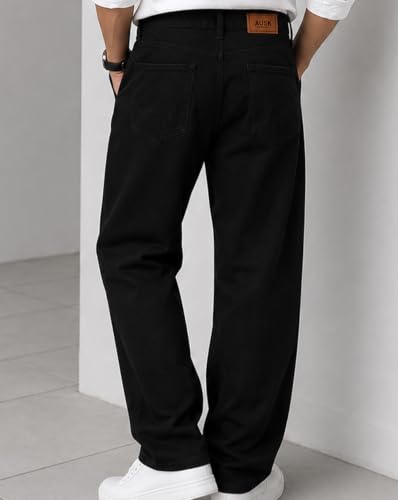 Image of AUSK Men's Loose Fit Denim Jeans || Mid Rise Cotton Blend Casual Wear Jean's || Classic Stylish Denim Pants for Men