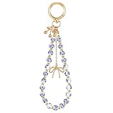 Yolev Beaded Camera Charm Strap Blue Keychain Wristlet Bracelet For Women Digital Camera Phone Charm Wrist Strap Aesthetic Bracelet Key Ring For Car Keys