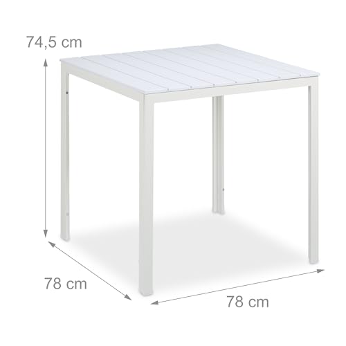 Table de jardin résistante aux intempéries en acier blanc Relaxdays - 4