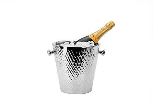 silberkanne Rafraîchisseur à Champagne/Bouteille en Acier Inoxydable Motif Losanges Hauteur 23 cm Diamètre 22,5 cm