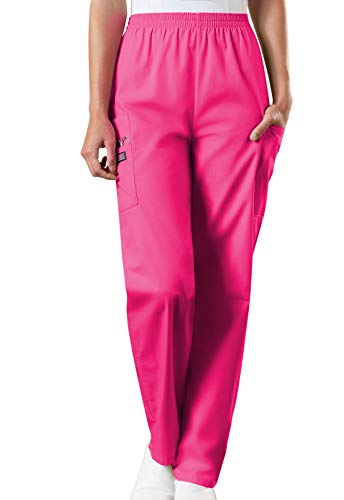 70% Off Discount CHEROKEE Women's Workwear Elastic Waist Cargo Scrubs Pant, Shocking Pink, 3X-Large
