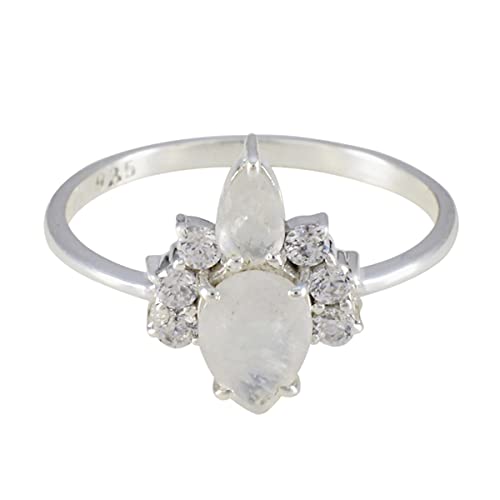Bague pierre de lune arc-en-ciel argent 925 cadeau idéal unisexe pour anniversaire