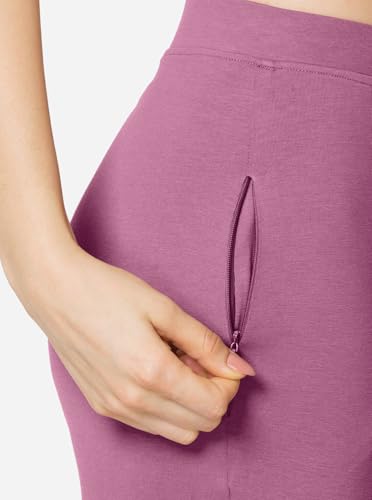 Image of VSTAR PL02 Women Ankle Length Stretchable Slim Fit Leggings with Secured Side Pocket | Moisture-Wicking | Soft Waistband & Cotton-Elastane Fabric | XL | Wild Rose
