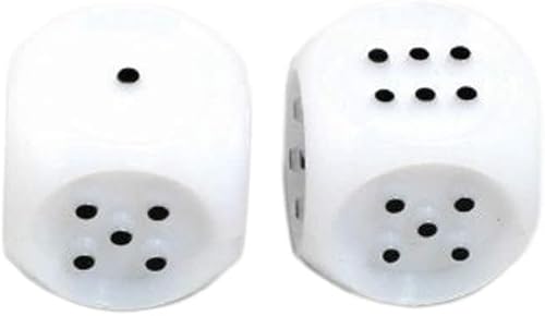 Dados táctiles blancos con puntas negras elevadas D6 de 0.787 in (25/32 pulgadas), paquete de 2 dados Koplow Games