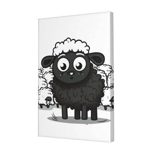 Toile mouton noir et blanc pour suspendre dans un salon moderne ou un bureau calme