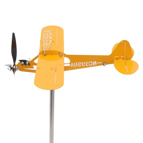 Moulin à Vent d'avion pour Cour, Moulin à Vent de giroute en métal 3D pour Cour et Jardin pour Amateurs de vol (L)