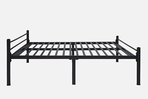 Image of Nivo Metal Queen Size Bed Without Storage | Wrought Iron Double Bed with Headboard & Footboard | Sturdy Powder Coated Platform Bed Queen Size Cot for BedroomLivingRoom Black (75x60)