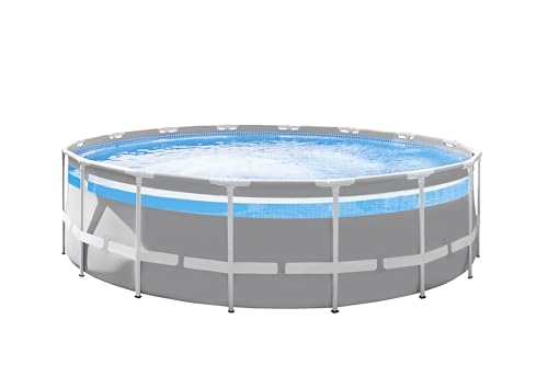 Piscine panoramique avec cadre - Diamètre 488 x 122 cm - 19 156 l - Avec fenêtre panoramique sur tout le pourtour - Avec système de filtration, échelle de sécurité, bâche et bâche de protection du sol