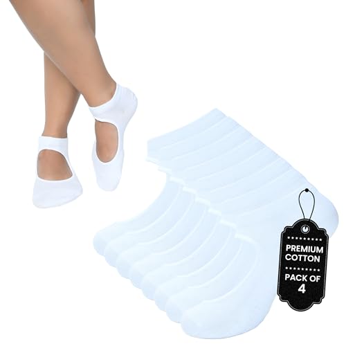 Image of BALENZIA Grip Pilates Socks for Women | Non Slip Yoga Socks | Pack of 4 | Anti-Skid for Dance, Ballet, Hospital Use