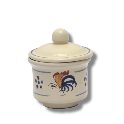 Colì Zuccheriera Serie Gallo in terracotta con coperchio - Contenitore per condimenti Barattolo spezie, Utensili da Cucina Forniture per Spezie, Smaltata, Made in Italy.