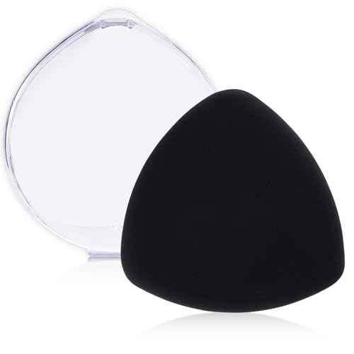 Makeup Powder Puff 2.64In Diamater, Latex-Free Makeup Sponges for Blending Foundation Liquid Cream and Powder, Triangle Powder Puff with 1 Travel Case