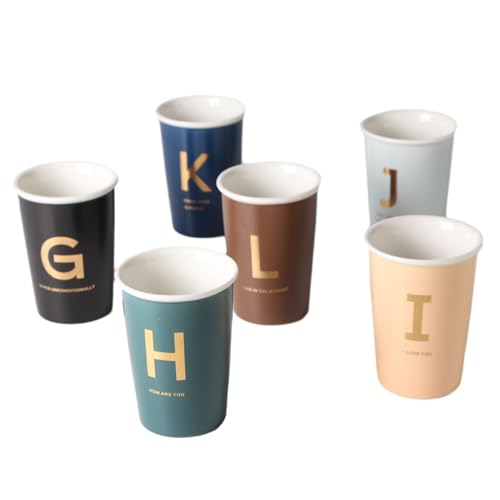 CAPIJIONG 1 taza de café moderna minimalista de 300 ml, diseño nórdico mate, taza de cerámica sin asa, con letra inglesa, al azar