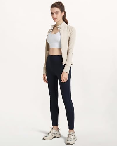 Locachy Women's Slim Fit Full Zip Athletic Running Sports Workout Jacket with Thumb Holes