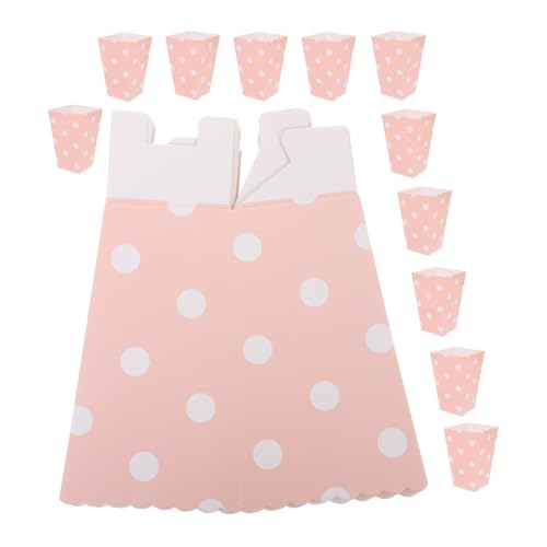 CHILDWEET Cajas de Palomitas de Maíz de Papel para Fiesta, 12 Unidades, Diseño Rosa Puntos Blancos, Recipientes Desechables para Cumpleaños, Bodas y Cine, para Dulces y Bocadillos
